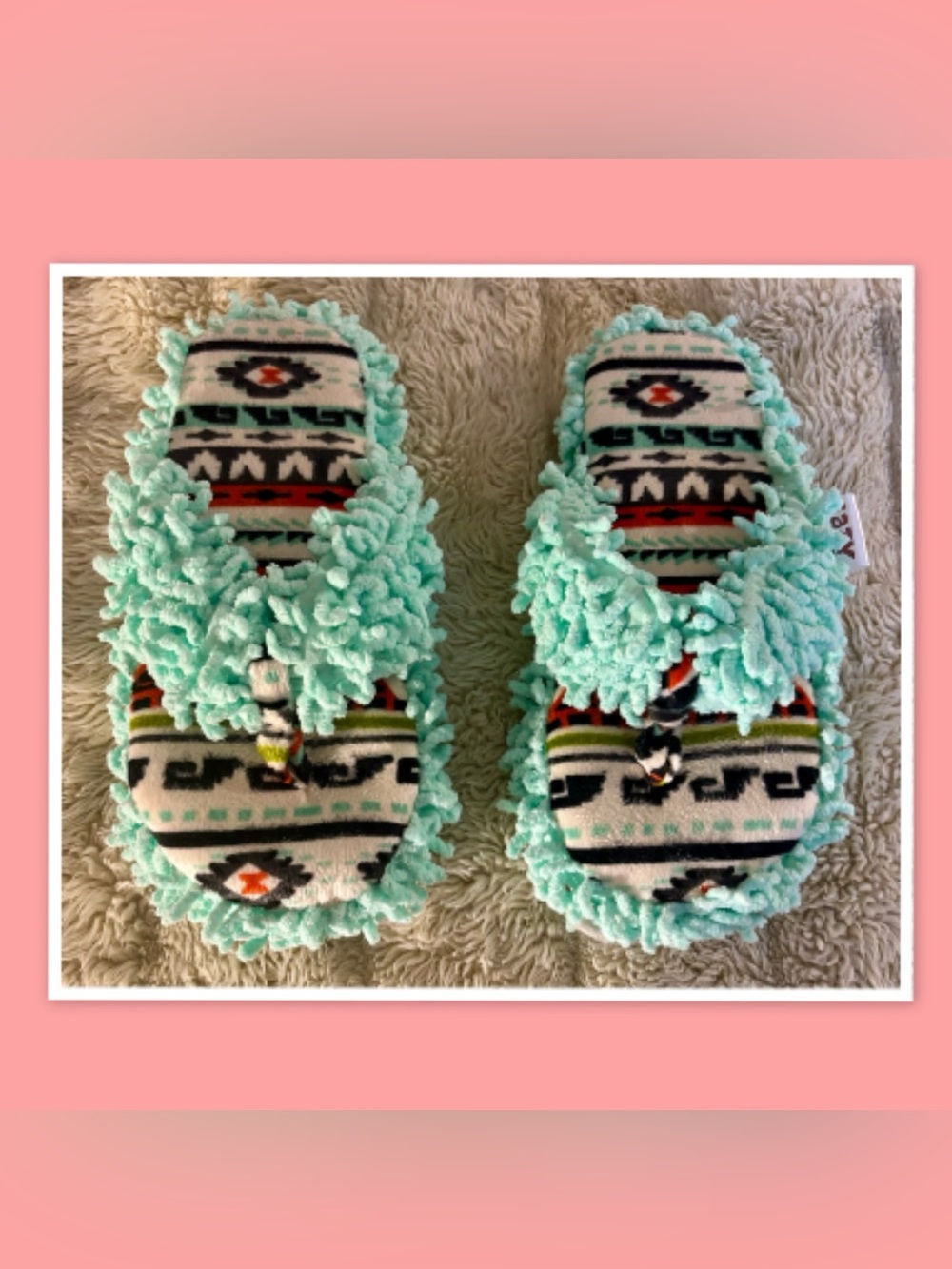 Lazy One Aztec Print Fuzzy Slippers for Women